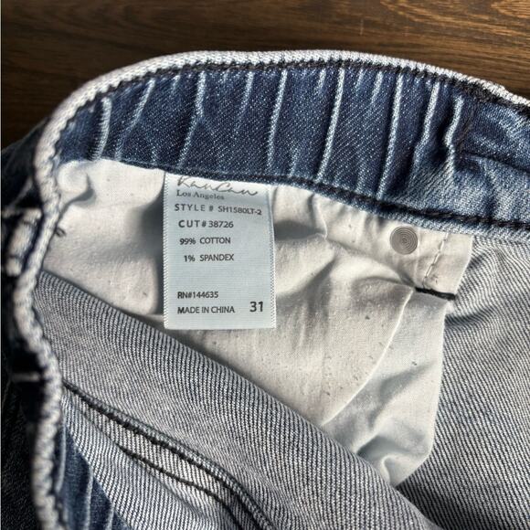 Kancan Medium Wash Denim Cuffed Shorts Distressed Detail Size 31 - Picture 6 of 6